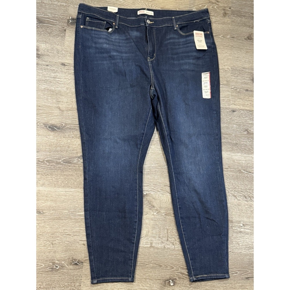 Signature Levi Strauss & Co Women's High Rise Skinny Dark Blue Jeans 36x30 (16)